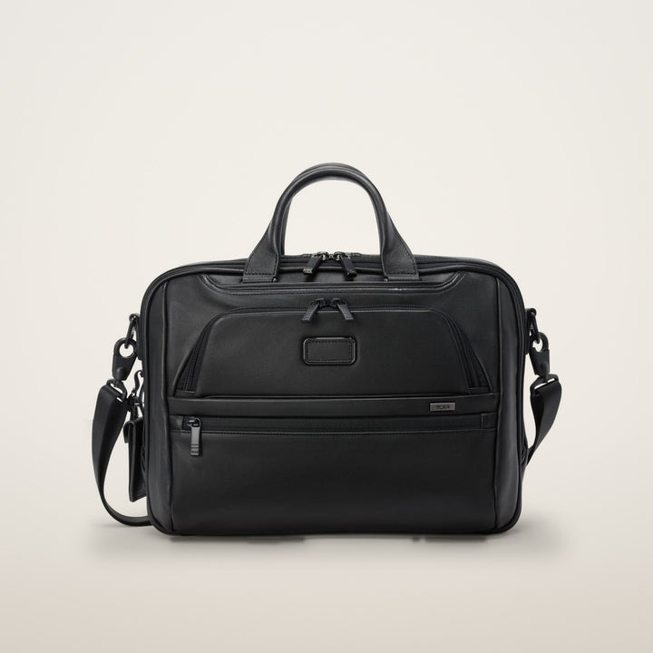 TUMI Alpha Medium 15" Briefcase - Black Leather