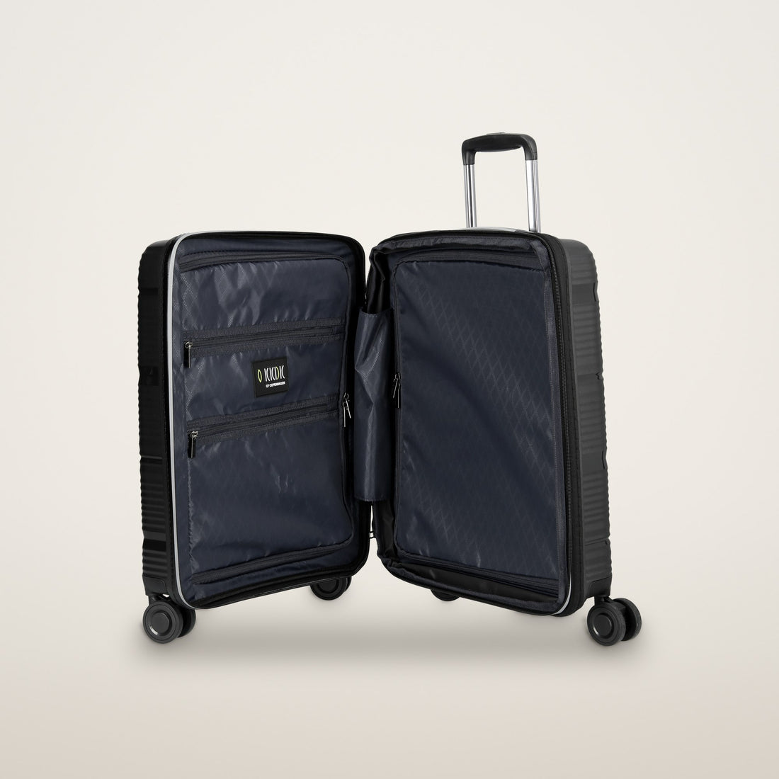 open kkdk wire suitcase with interior pockets