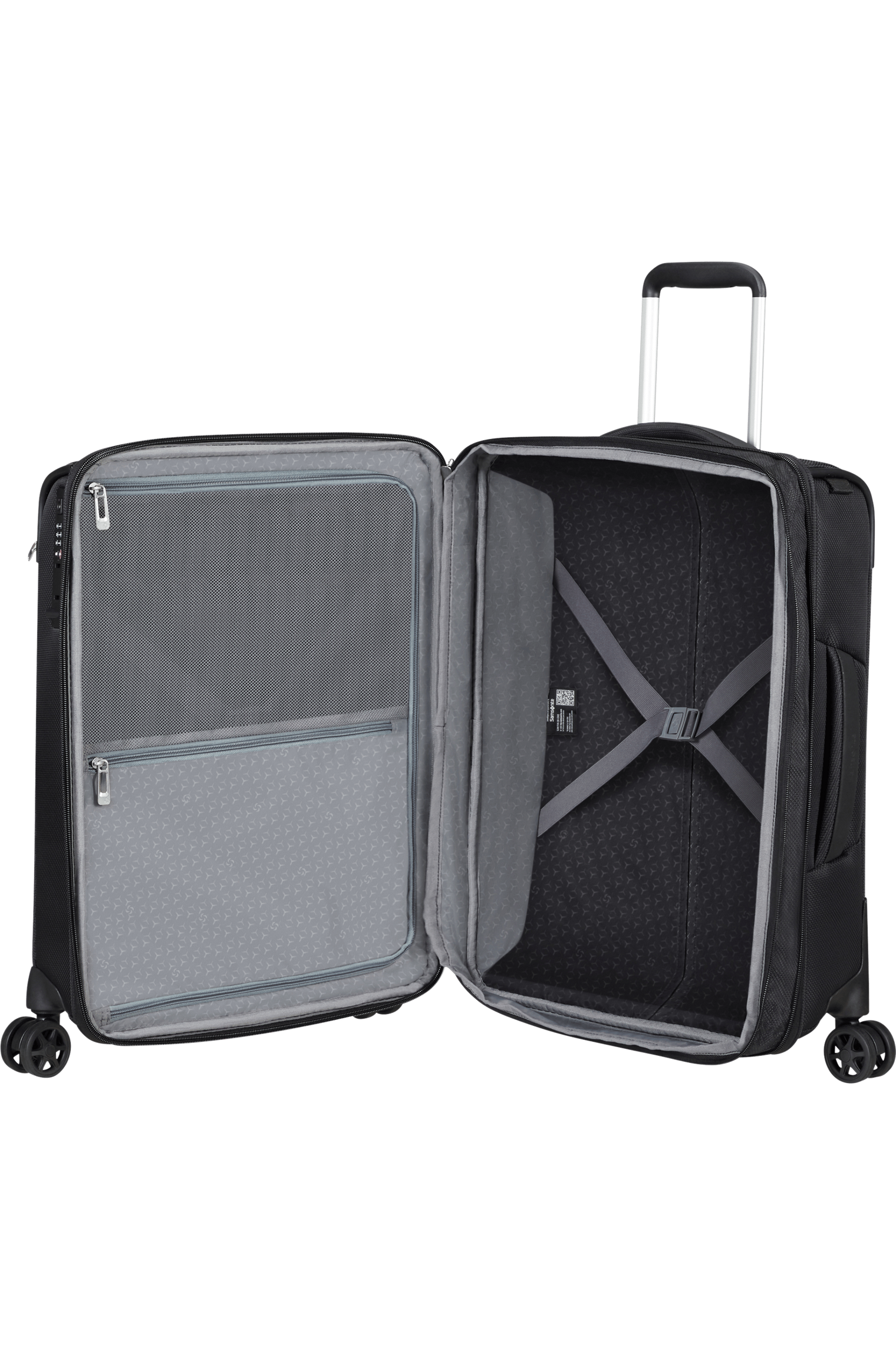 Samsonite Respark Kabinekuffert med 4 hjul 55cm EXP åbner på midten