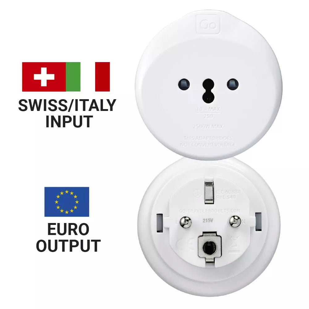 Go Travel Swiss/Italian - EU Adapter
