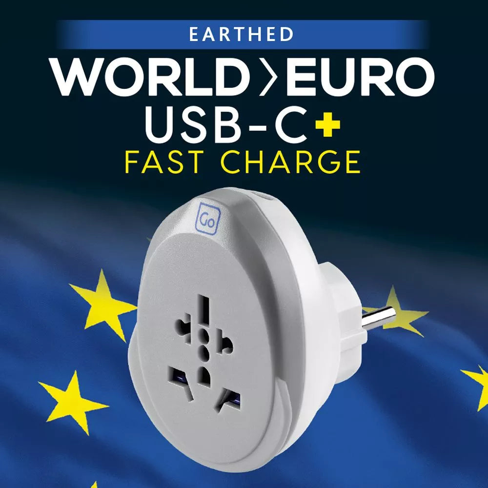 Go Travel World - EU Adapter med USB-C