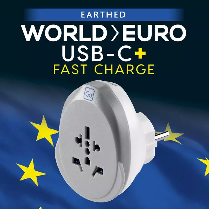 Go Travel World - EU Adapter med USB-C