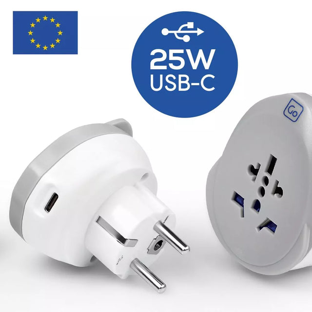 Go Travel World - EU Adapter med USB-C