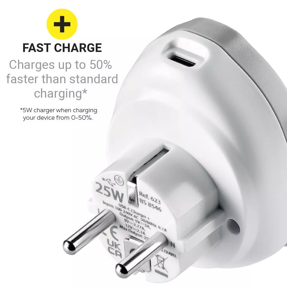 Go Travel World - EU Adapter med USB-C