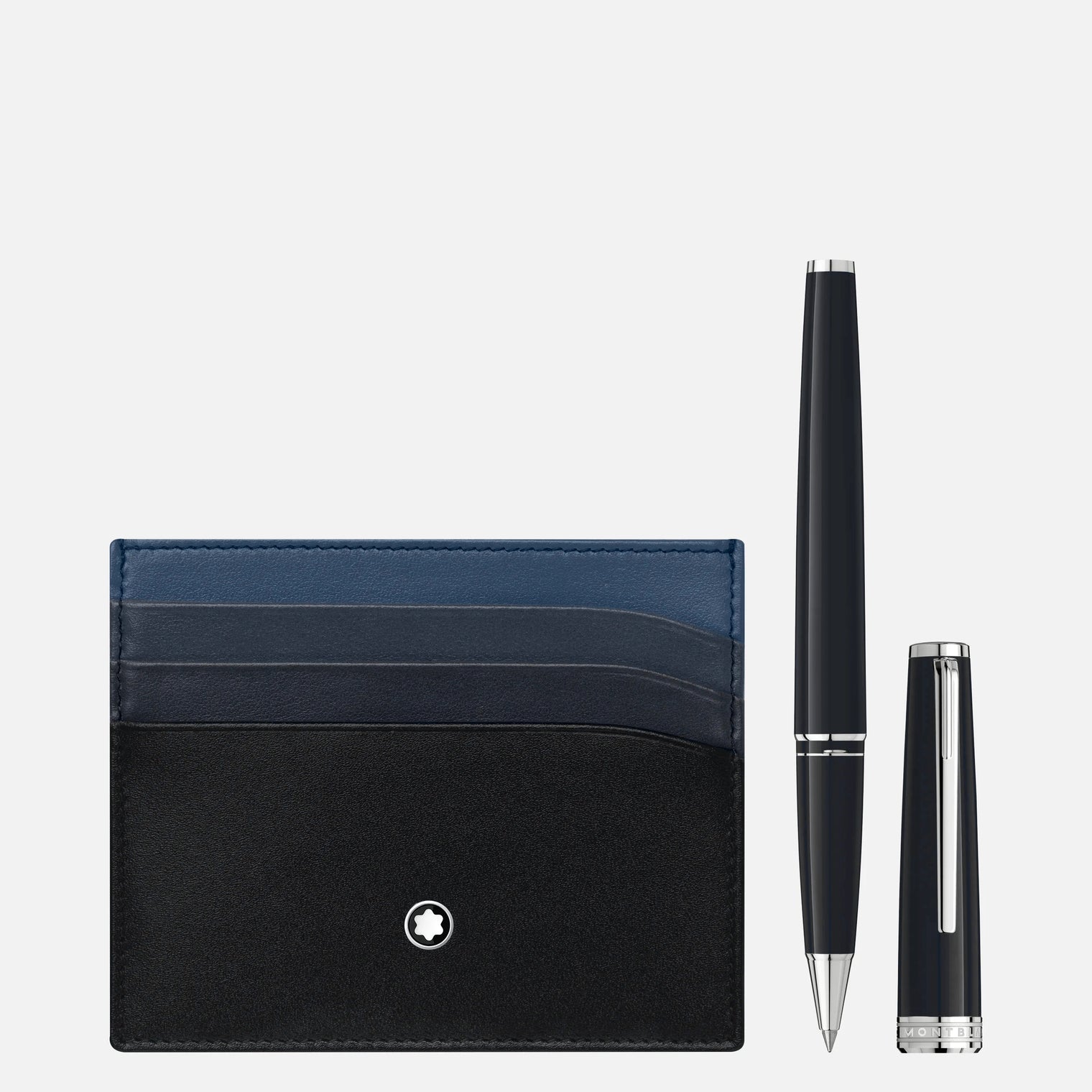 MONTBLANC Gavesæt med PIX Black Rollerball & Meisterstück Pocket Holder 6cc Blue