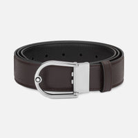 MONTBLANC HORSESHOE BUCKLE GRAINY EBONY/BLACK 35MM REVERSIBLE LEATHER BELT