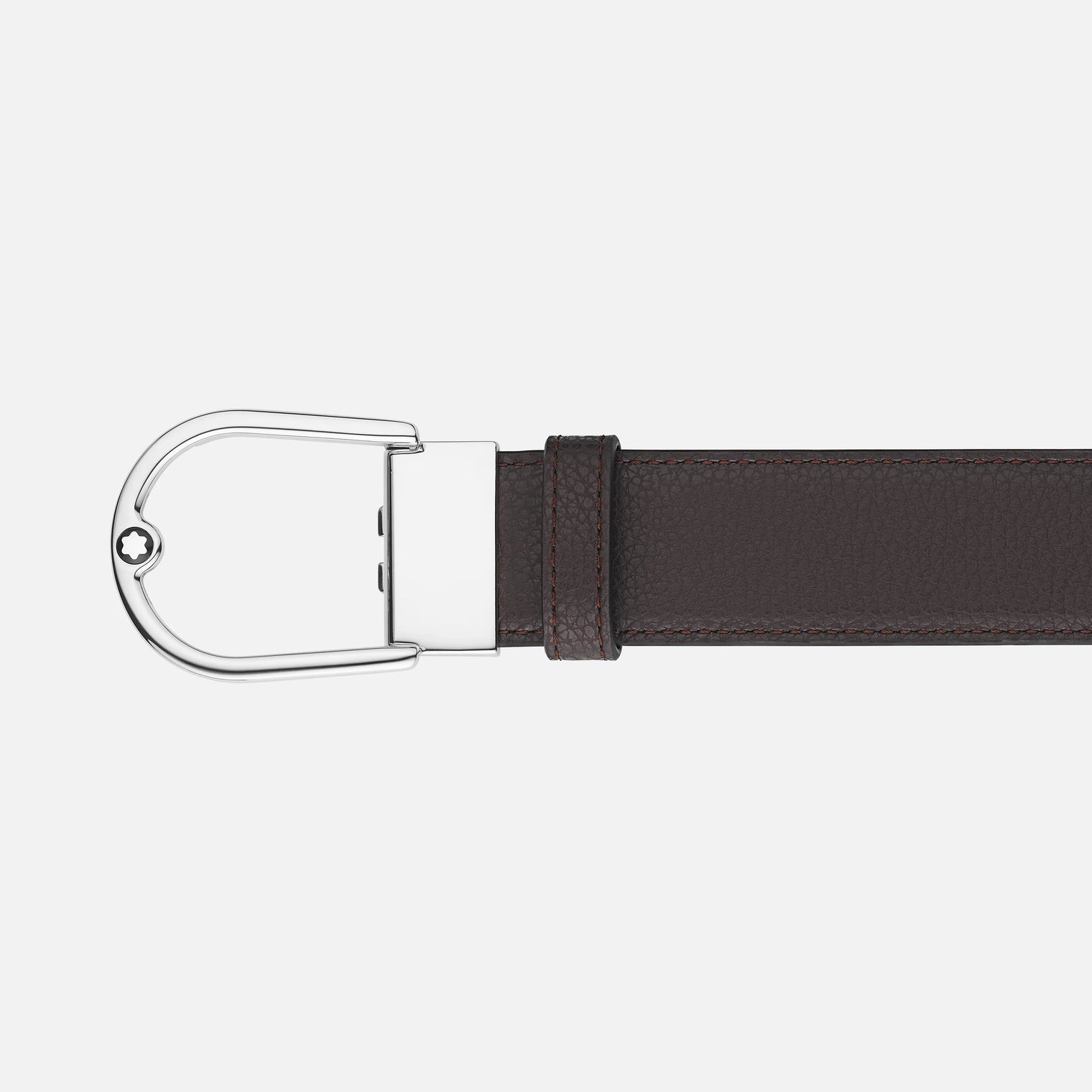 MONTBLANC HORSESHOE BUCKLE GRAINY EBONY/BLACK 35MM REVERSIBLE LEATHER BELT