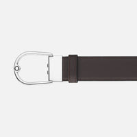 MONTBLANC HORSESHOE BUCKLE GRAINY EBONY/BLACK 35MM REVERSIBLE LEATHER BELT