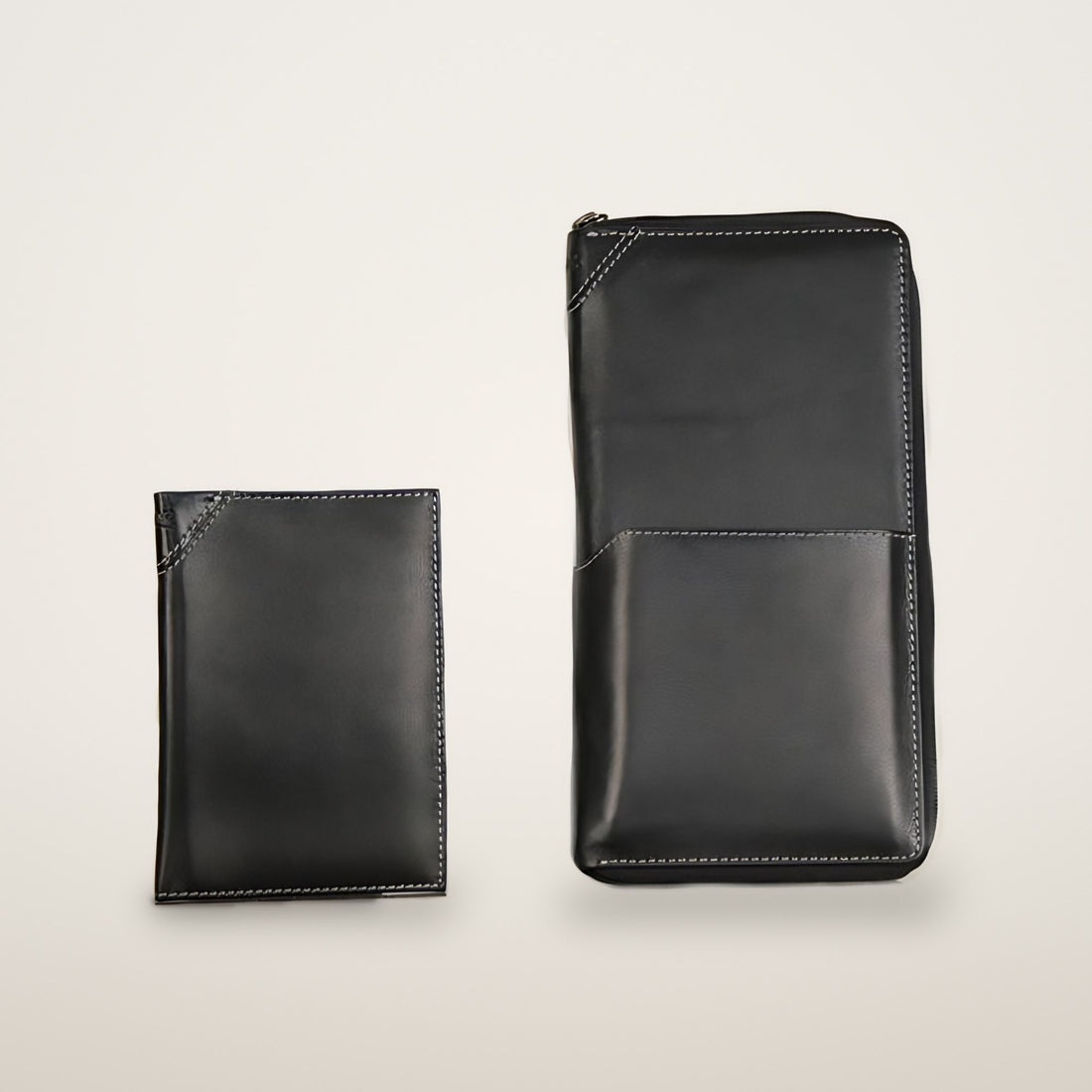 KKDK Travel wallet in black calfskin 4-in-one