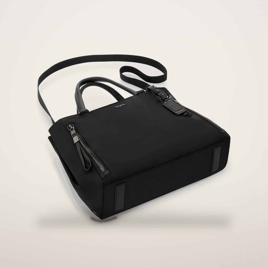 TUMI Voyageur Valetta Medium Tote Black Gunmetal detail view