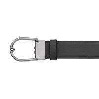 MONTBLANC HORSESHOE BUCKLE MASTIC/BLACK 35MM REVERSIBLE LEATHER BELT